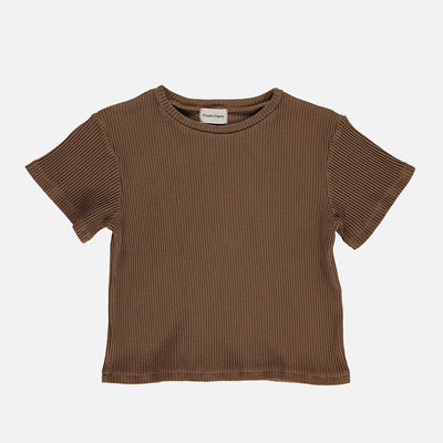 Womens Cotton Ribbed Orgeat Tee - Toffee