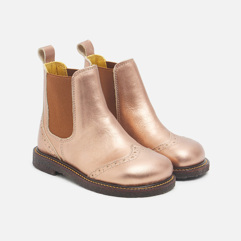 Toddlers & Kids Chelsea Boot With Brogue Detail - Bronze Metallic