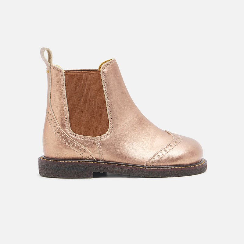 Toddlers & Kids Chelsea Boot With Brogue Detail - Bronze Metallic