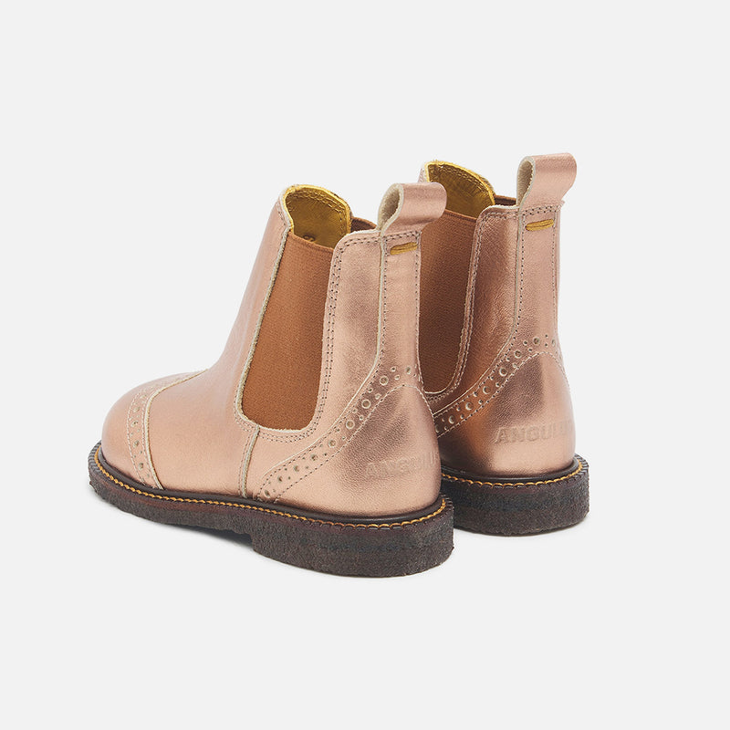 Toddlers & Kids Chelsea Boot With Brogue Detail - Bronze Metallic