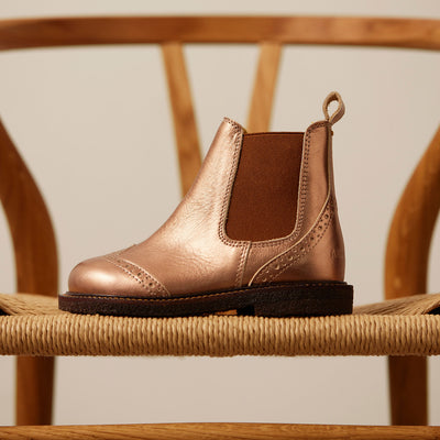 Toddlers & Kids Chelsea Boot With Brogue Detail - Bronze Metallic