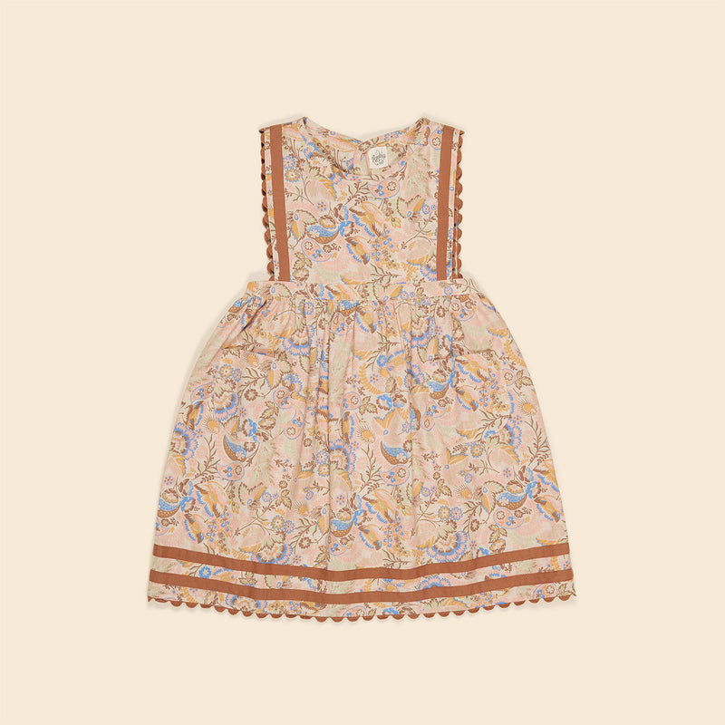 Cotton/Linen Gerdy Pinafore - Woodland Floral Cream