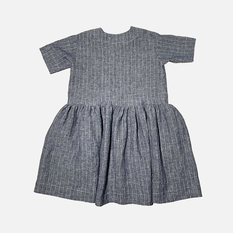 Baby & Kids Linen Button Pocket Dress - Pinstripe