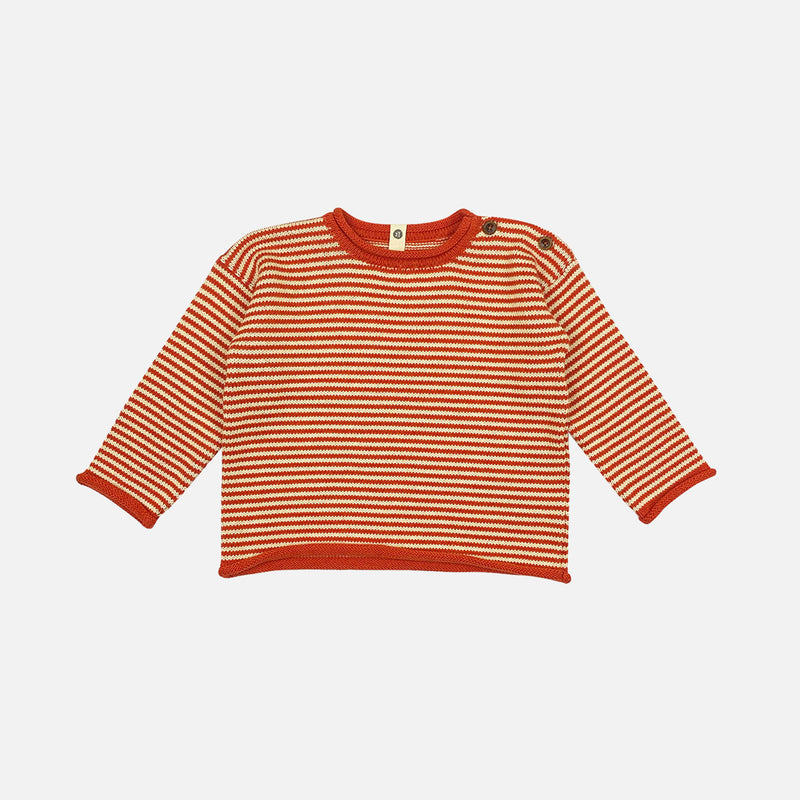 Baby & Kids Cotton Sweater - Sand/Tortoise Red Stripe