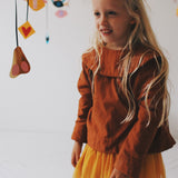 Baby & Kids Cotton Flannel Round Collar Shirt - Caramel