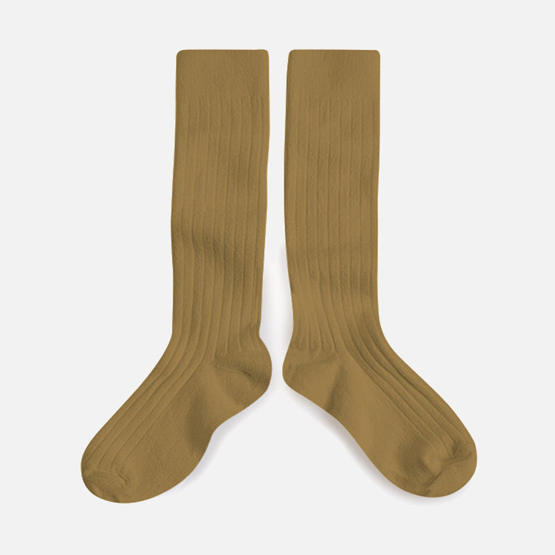 Adults Cotton Knee Socks - Biscuit