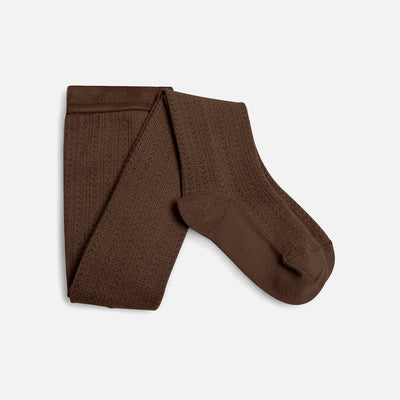 Baby & Kids Wool Pointelle Tights - Chocolate