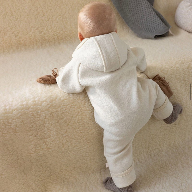 Baby & Kids Boiled Merino Wool Zip Overall - Natural