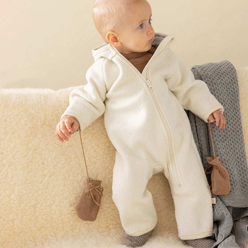 Baby & Kids Boiled Merino Wool Zip Overall - Natural