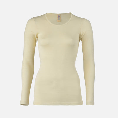 Womens Merino Wool LS Top - Natural