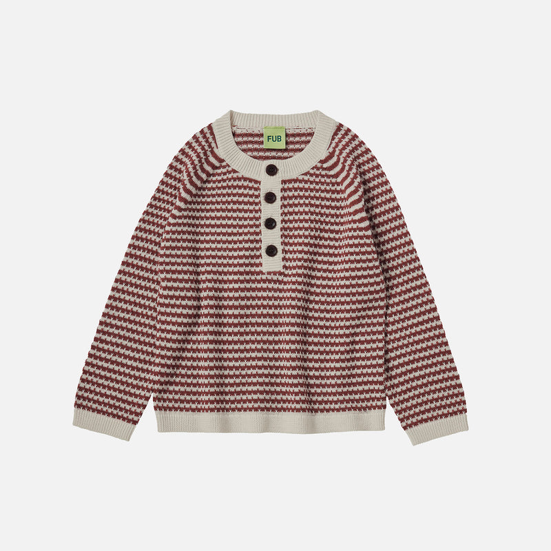 Merino Wool Jumper - Ecru/Clay Stripe