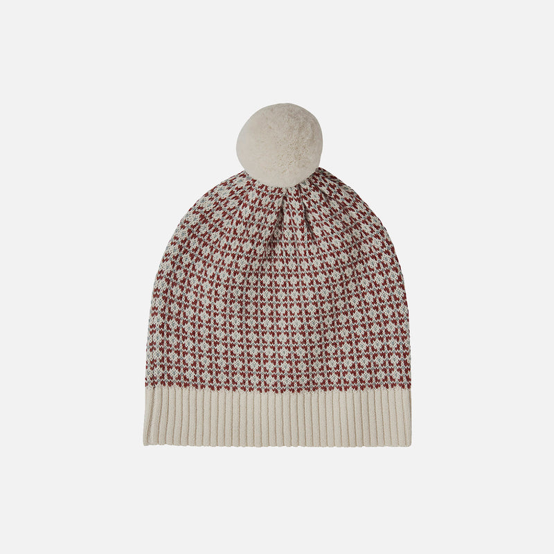 Merino Wool Nordic Hat - Ecru/Clay/Misty Green