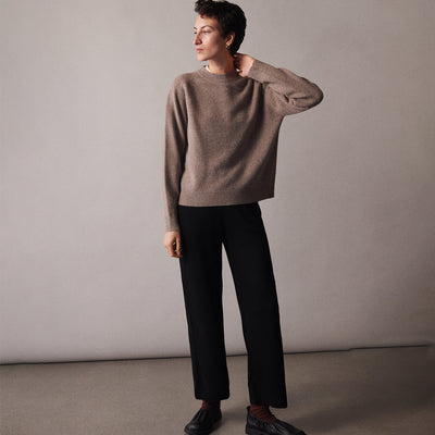 Womens Lambswool Crewneck Sweater - Hazel Melange