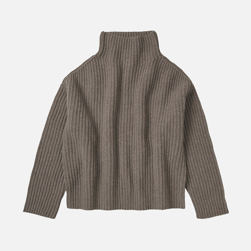 Womens Lambswool Rib Sweater - Hazel Melange