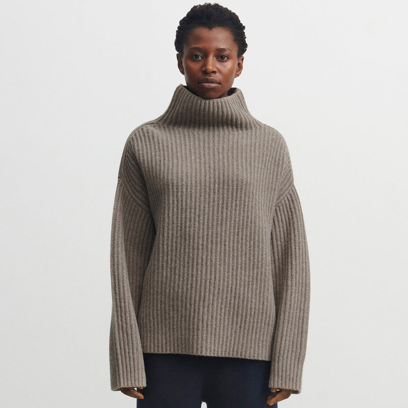 Womens Lambswool Rib Sweater - Hazel Melange