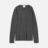 Womens Merino Wool Rib Top - Grey Melange