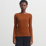 Womens Merino Wool Rib Top - Ochre Orange