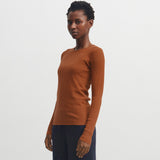 Womens Merino Wool Rib Top - Ochre Orange