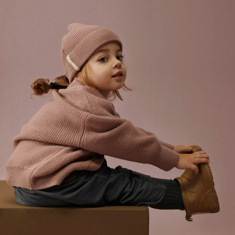 Wool Rib Cardigan - Berry