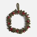 Handmade Felted Wool Small Wreath with Red Berries