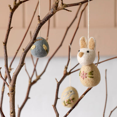 Handmade Felted Wool Egg Decorations - Set of 3 - Heather