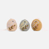 Handmade Felted Wool Egg Decorations - Set of 3 - Birds