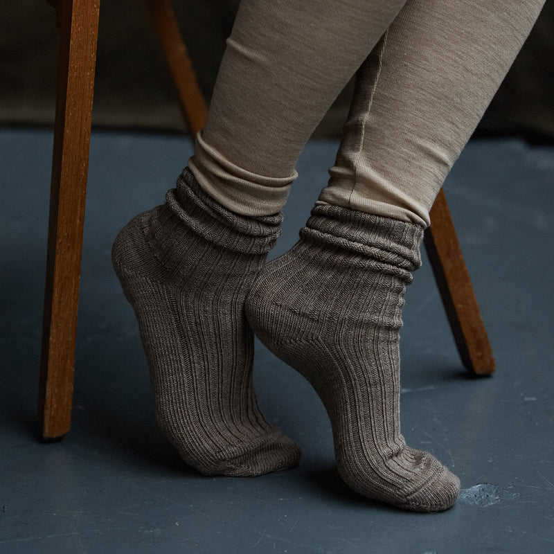 Adults Merino Wool Socks - Walnut Melange