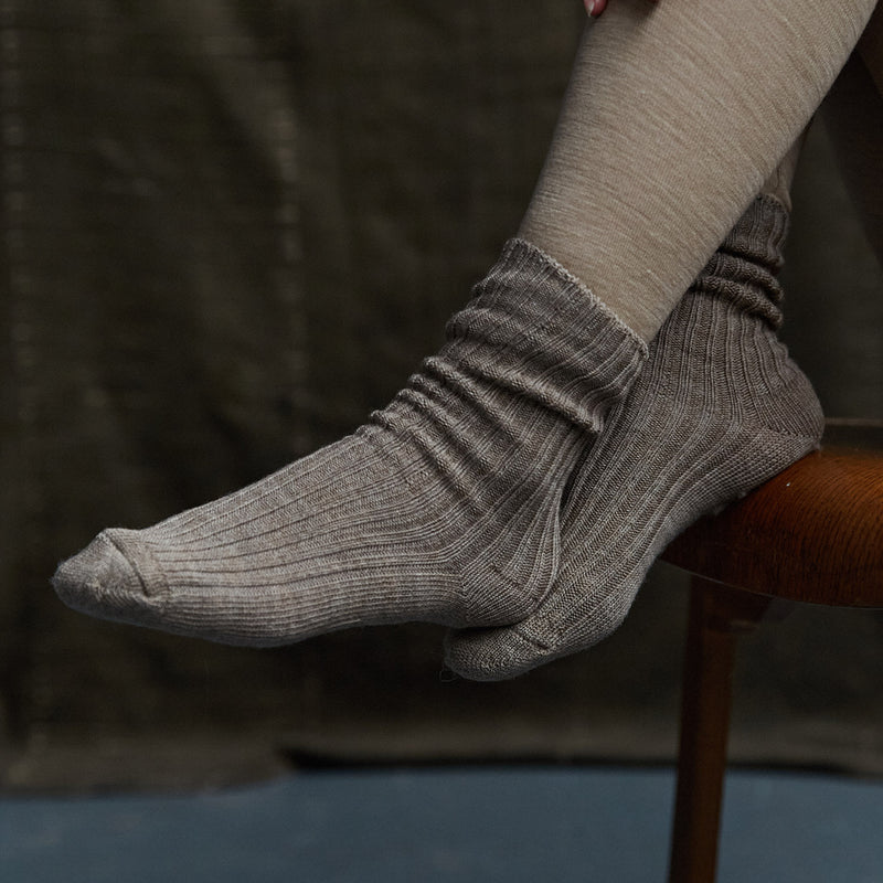 Adults Merino Wool Socks - Walnut Melange