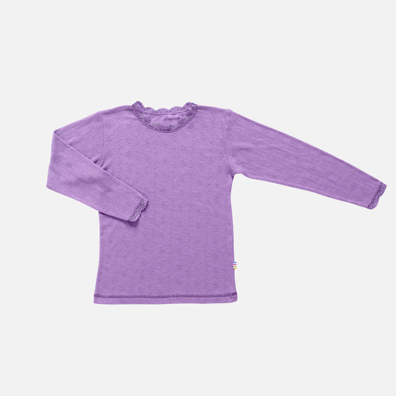 Baby & Kids Merino Wool/Silk Lace LS Top - Lilac