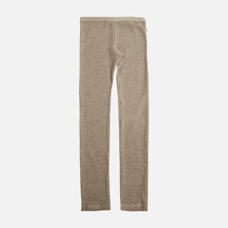 Womens Merino Wool Heavy Rib Leggings - Sand Melange