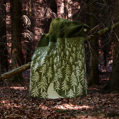 Lambswool House in the Forest Blanket/Throw - Green
