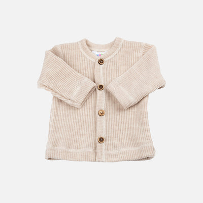 Baby & Kids Merino Wool Heavy Rib Cardigan - Oatmeal