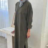 Womens Cotton Sunday Dress - Olive Green