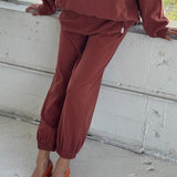 Womens Cotton Balloon Pants - Brick