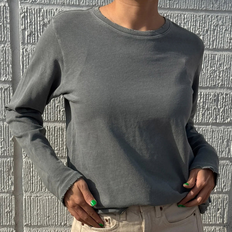 Womens Cotton Everyday Long Sleeve Tee - Slate