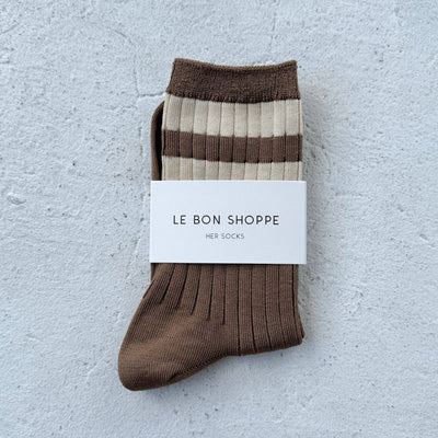 Women's Cotton Her Varsity Socks - Toffee
