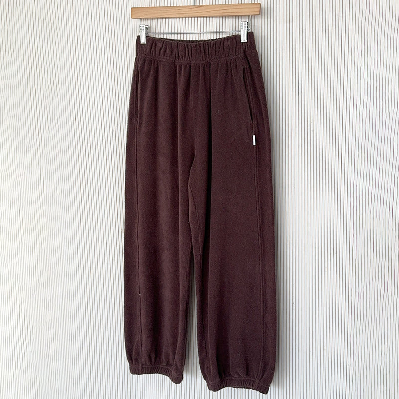 Womens Cotton Terry Balloon Pants - Chocolate