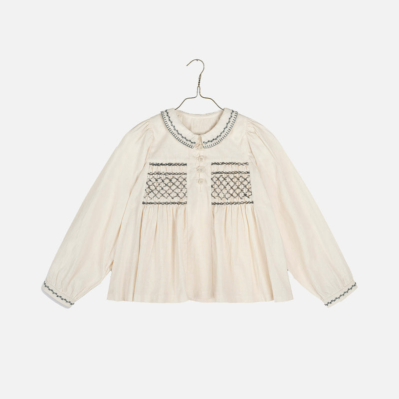 Cotton Gracie Smocked Blouse - Natural