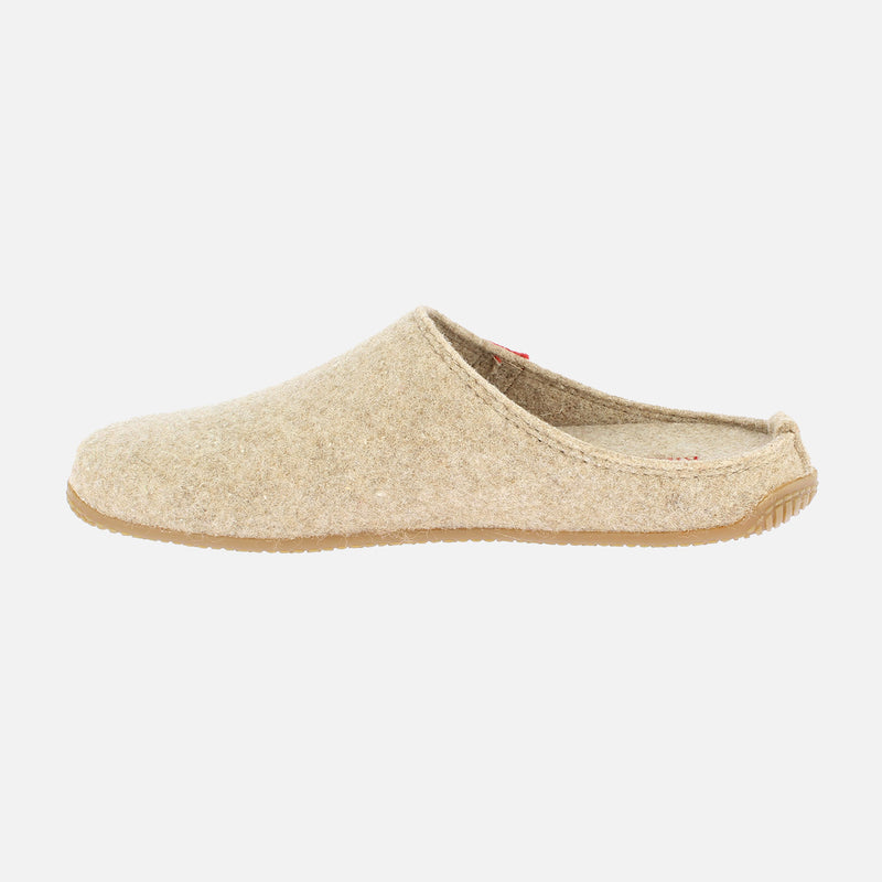 Adults Felted Wool Swiss Cross Slipper - Natural