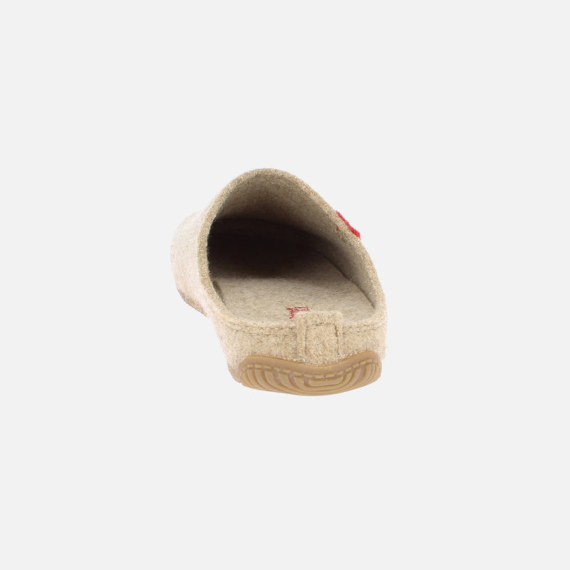 Adults Felted Wool Swiss Cross Slipper - Natural