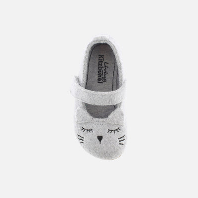 Boiled Wool Ballerina Shoe - Light Grey Kitten