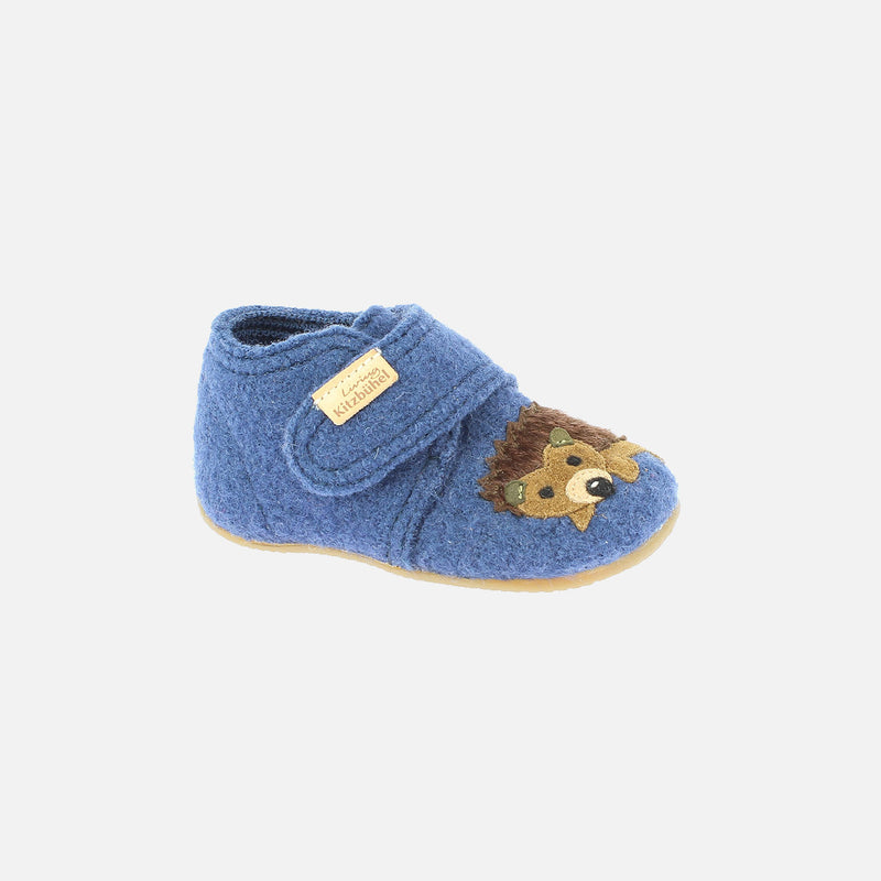 Boiled Wool Slipper Shoe - Midnight Hedgehog