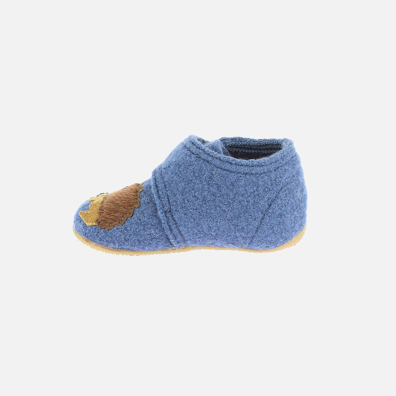 Boiled Wool Slipper Shoe - Midnight Hedgehog