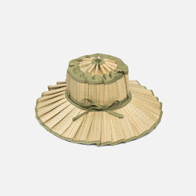 Baby & Kids Hand Woven Natural Grass Capri Hat - Olive Grove