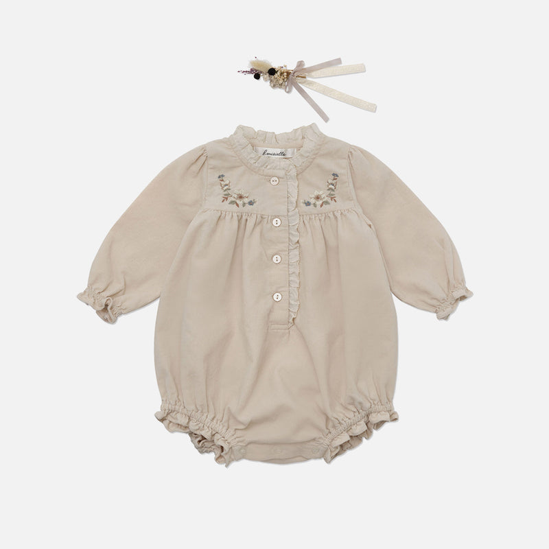 Baby Cotton Corduroy Ameli Romper - Beige