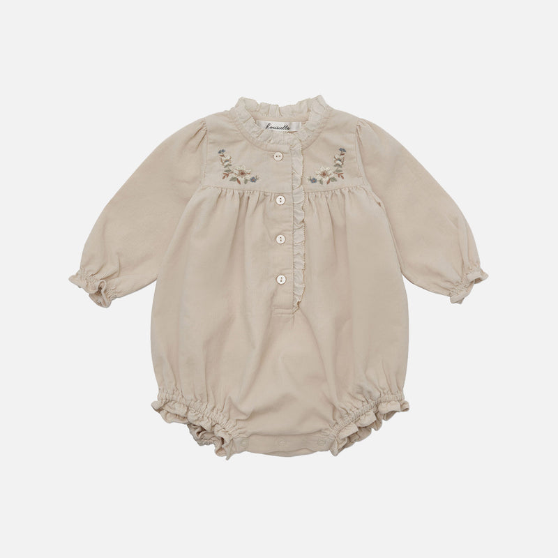 Baby Cotton Corduroy Ameli Romper - Beige