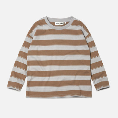 Cotton LS Tee - Dapple Grey/Bark Stripe