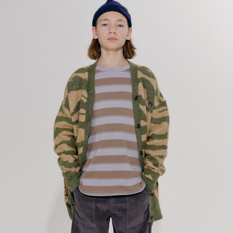 Cotton LS Tee - Dapple Grey/Bark Stripe