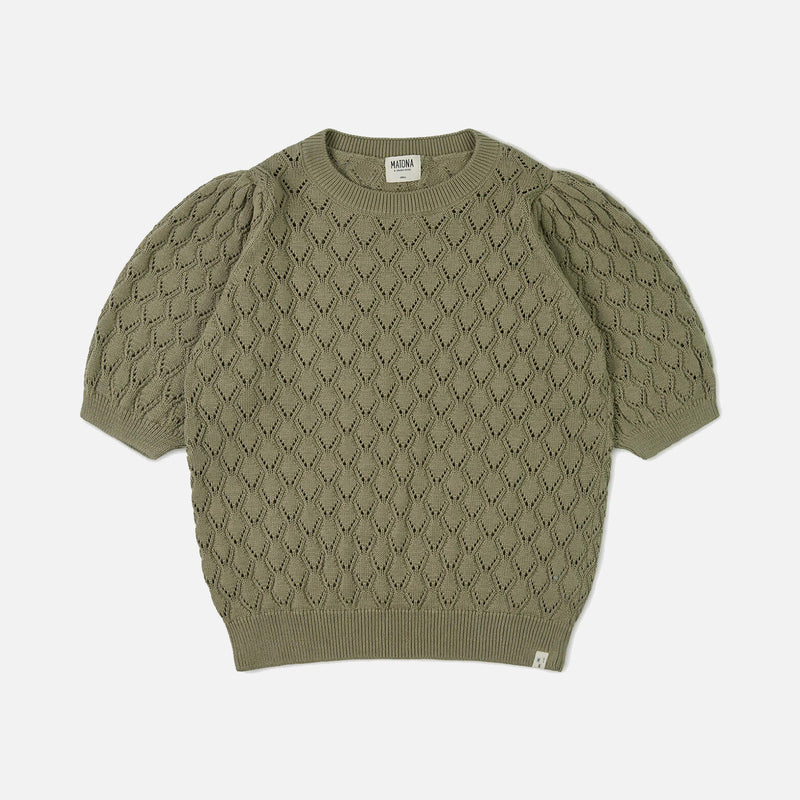 Womens Cotton Knit Blouse - Khaki