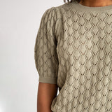 Womens Cotton Knit Blouse - Khaki